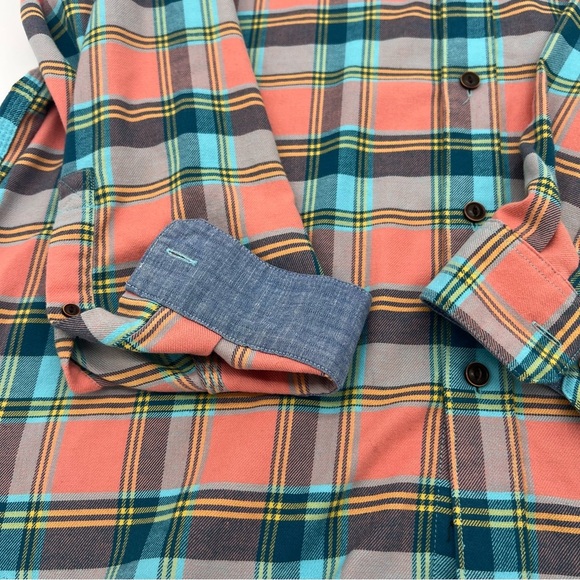 L.L. Bean Men’s XL Plaid Button-Up Shirt – Coral & Teal – Traditional Fit - Picture 5 of 10